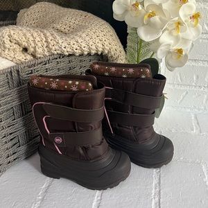 Toddler Girl Brown and Pink Snow Boots Size 8